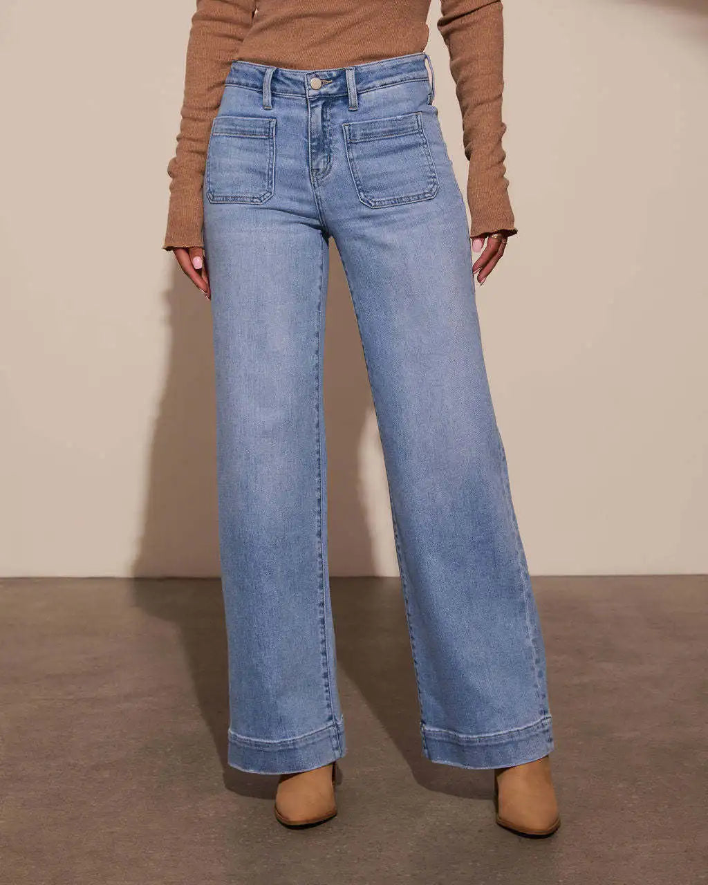 Wide Leg Retro Straight Jeans