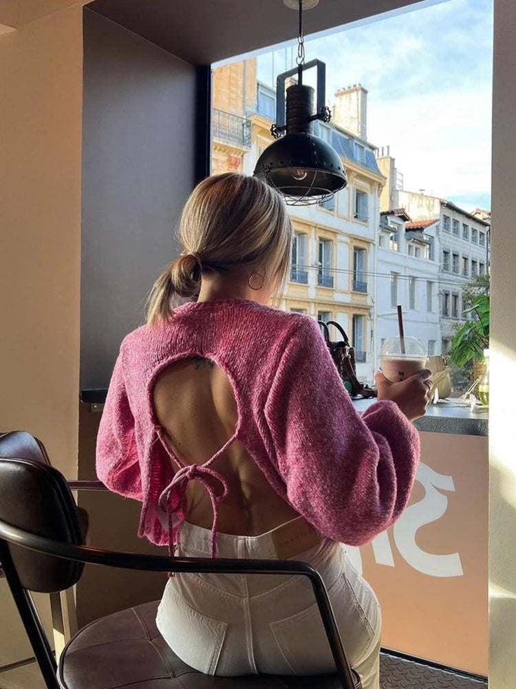 Backless Knitted Sweater
