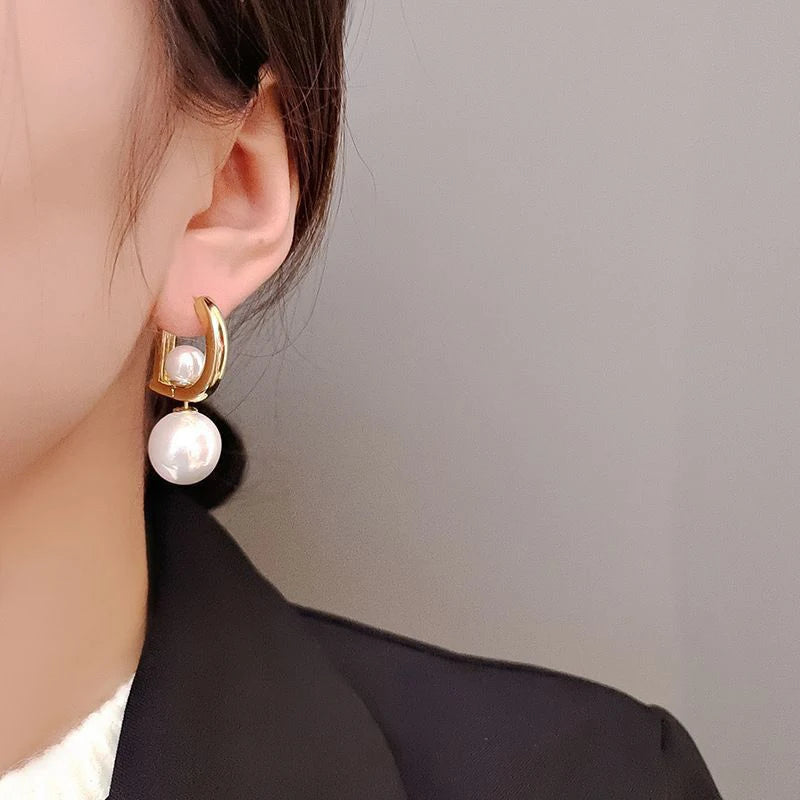 Pearl Pendant Drop Earrings