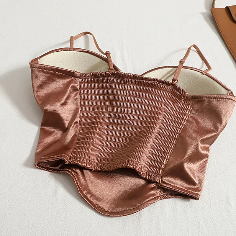 Backless Satin Crop Top
