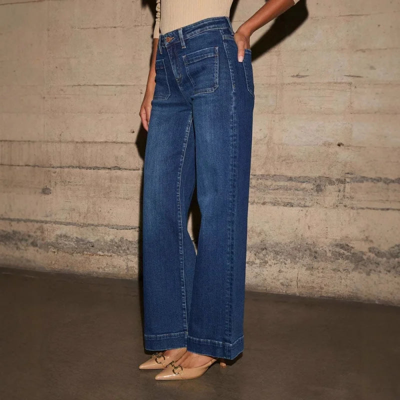 Wide Leg Retro Straight Jeans