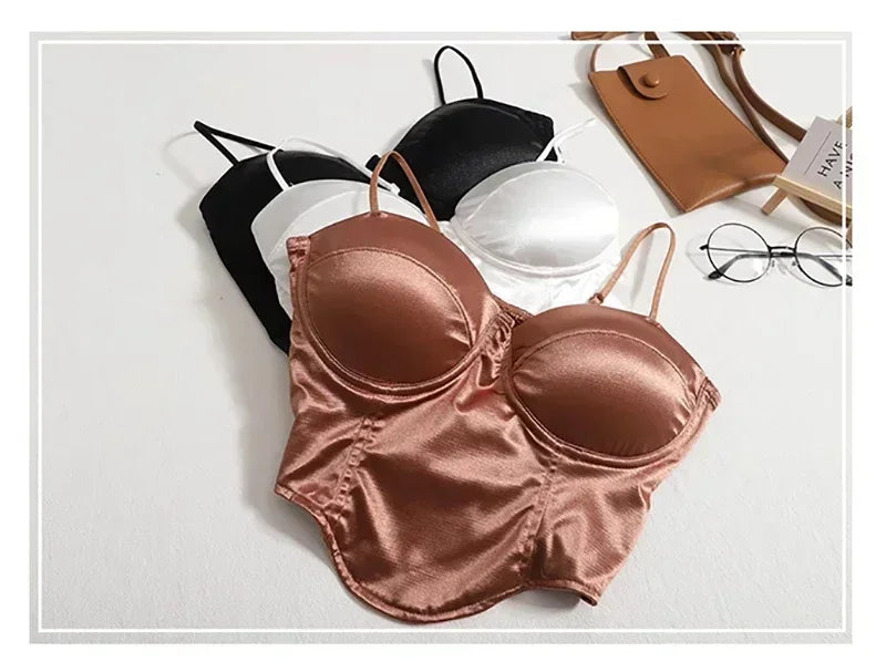 Backless Satin Crop Top