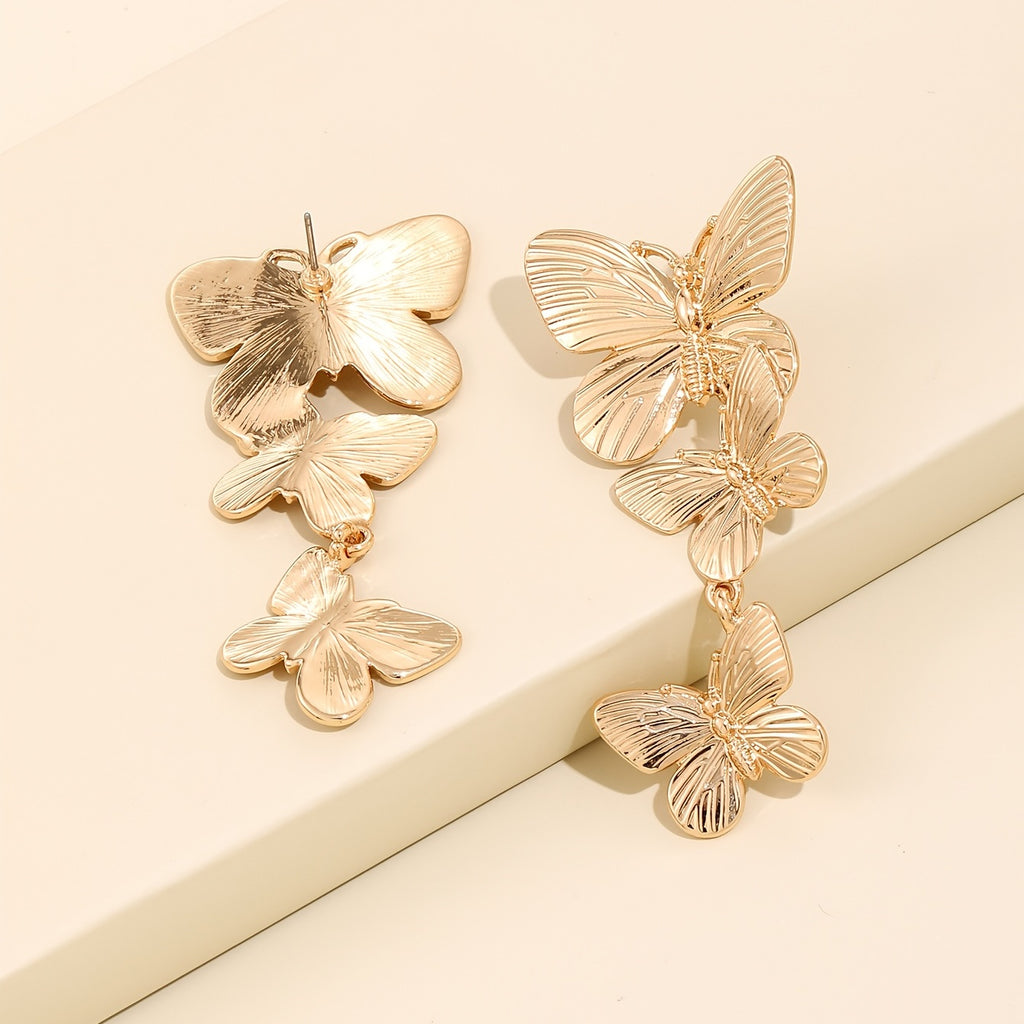 Golden Butterfly Shaped Long Earrings
