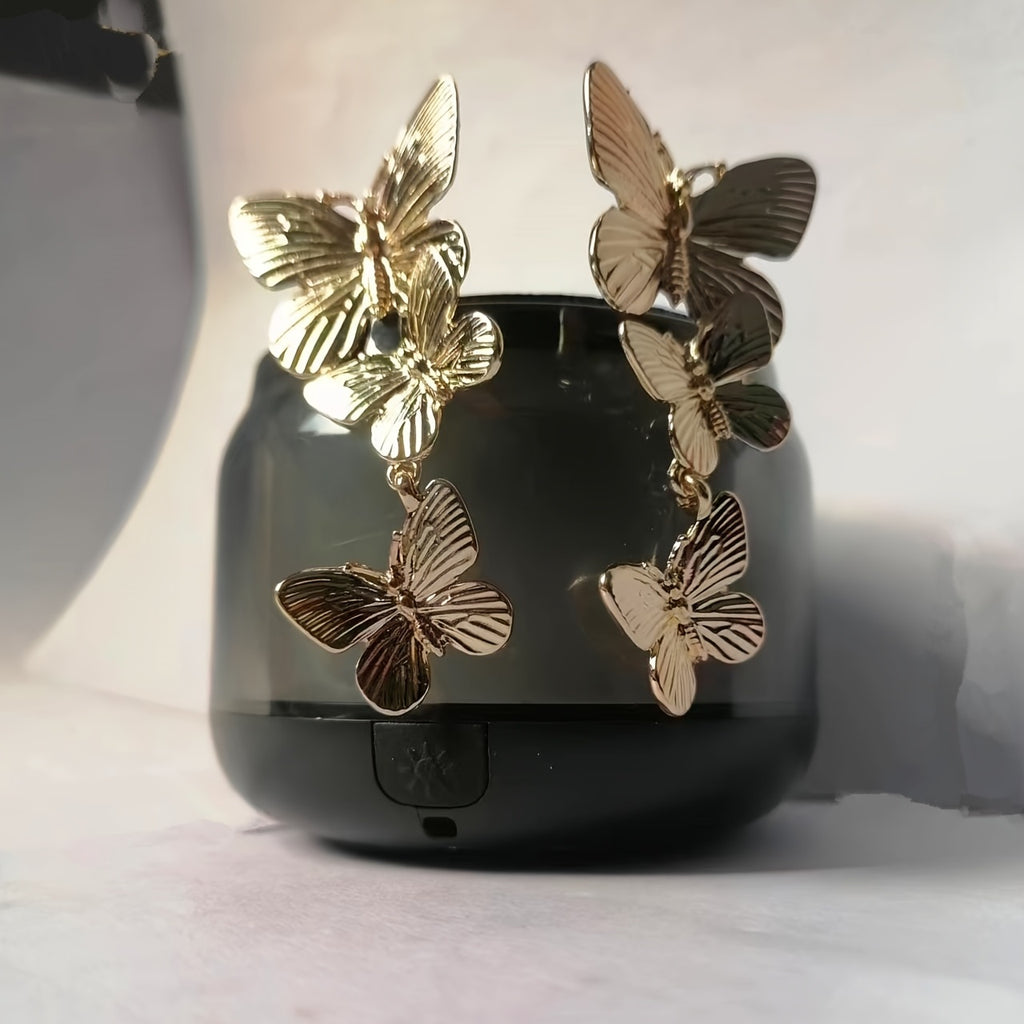 Golden Butterfly Shaped Long Earrings