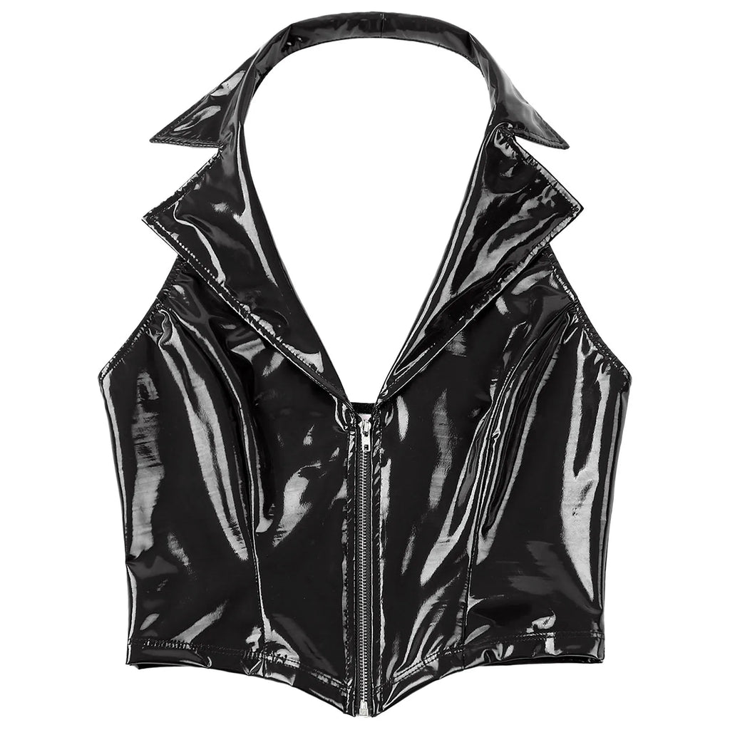 Glossy Corset Crop Top