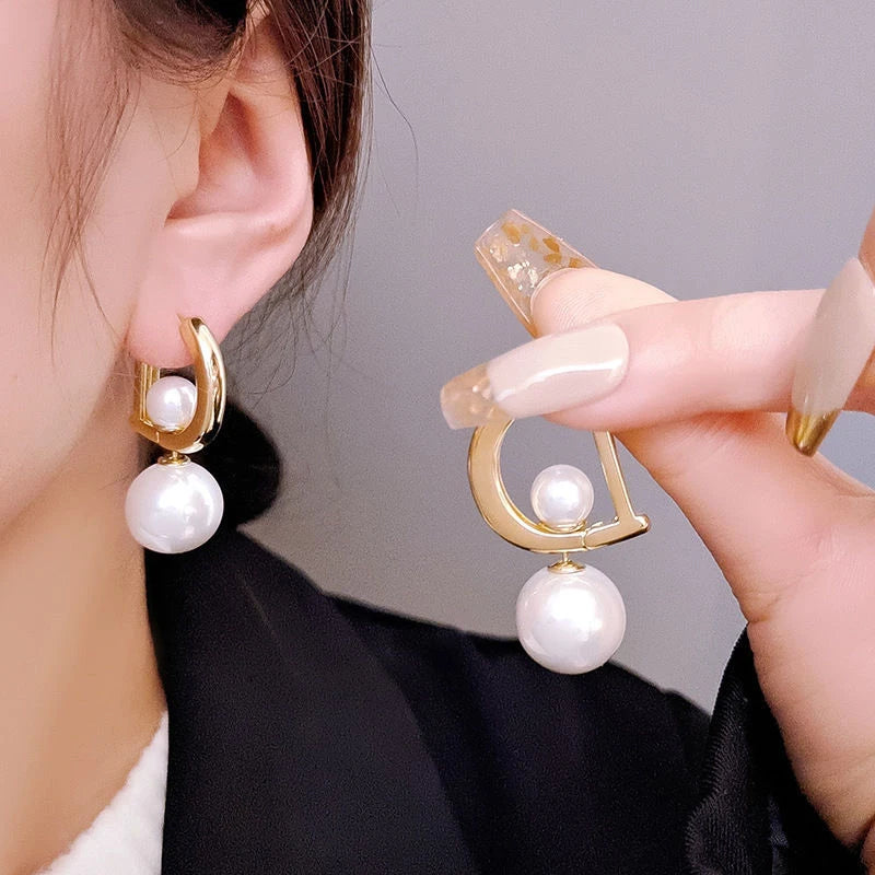 Pearl Pendant Drop Earrings