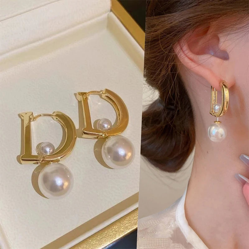 Pearl Pendant Drop Earrings