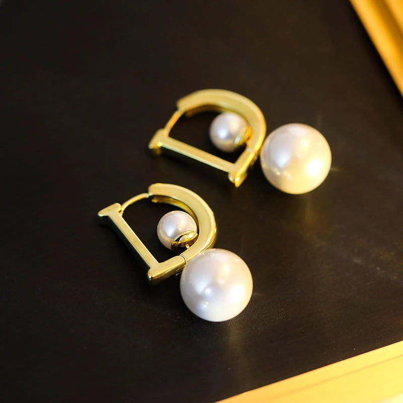 Pearl Pendant Drop Earrings